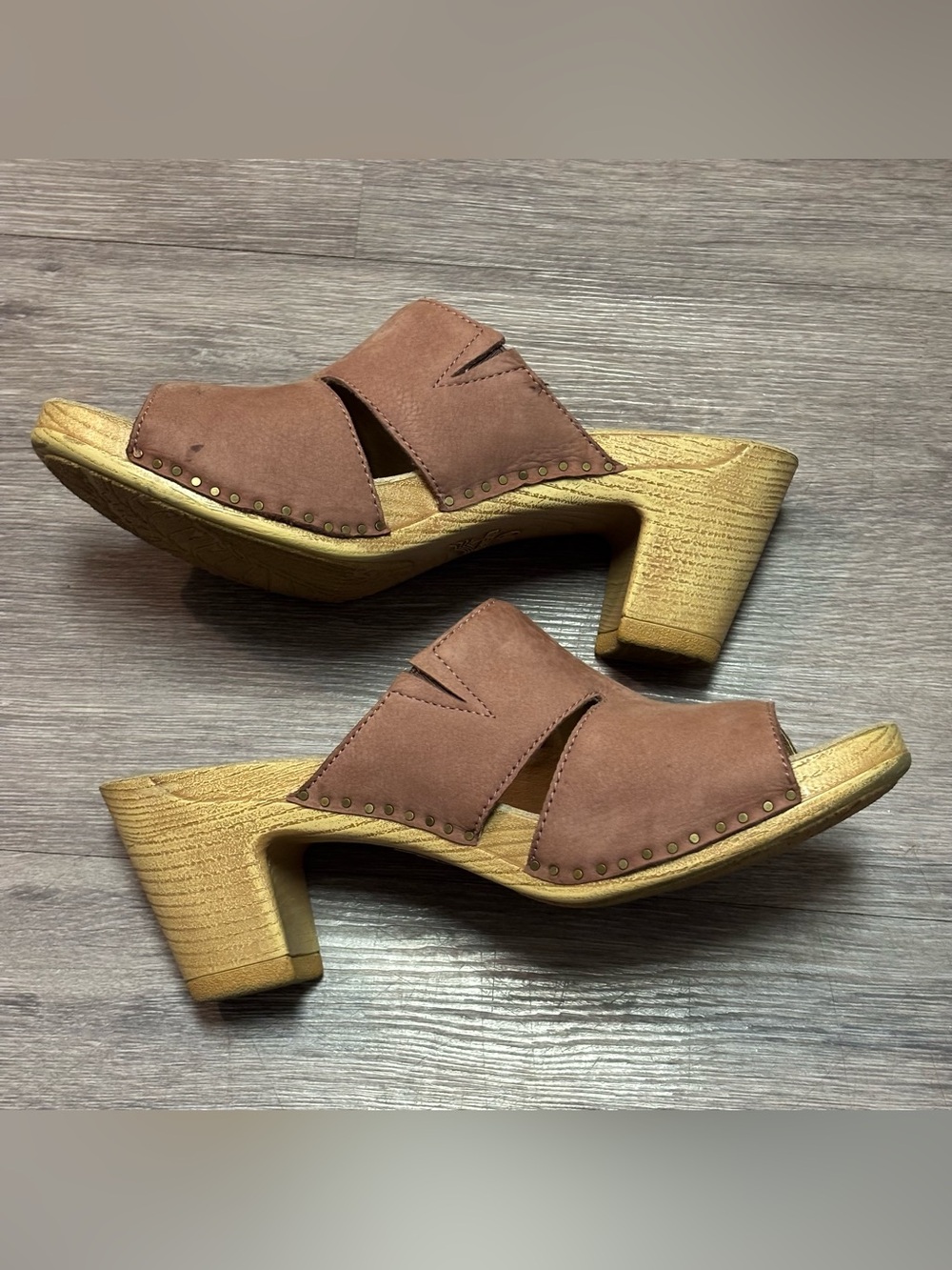 Dansko Open Toe Clog Mule Sandals Wood Heel EU 41 US 10.5 11